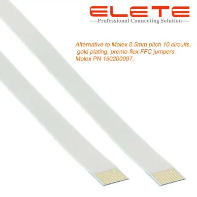 China Alternative to Molex 0.5mm pitch 10 circuits, gold plating, premo-flex FFC jumpers Molex PN 150200097 for sale