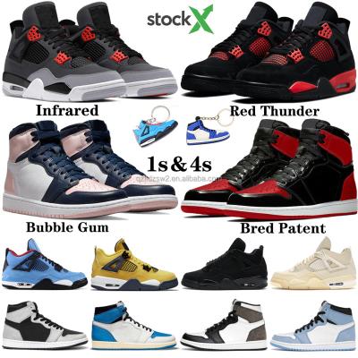 China PU 2022 Newest Retro OG 4 X X Running High Quality AJ 1 1 Retro Patent Thunder Sail Infrared Breeded Red Basketball Shoes For Men 4 1 Retro for sale