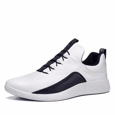 China Fashion\comfortable\goods leather flat shoes 2021 PU men's wholesale lightweight white black causal sports colors fashion slip on for sale