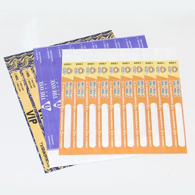 China Wholesale Plastic Tyvek Disposable Event Bands Logo Waterproof Paper Colorful Printing Tyvek Wristbands for sale