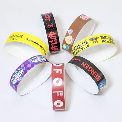 China Other 1 Time Use Customized Disposable Waterproof Wristband Wrist Band Tyvek Paper Plastic Wristband for sale