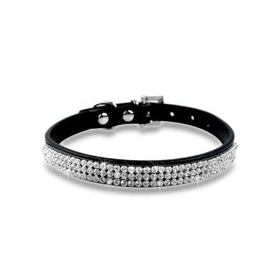 China Diamond Cat Dog Collars Rhinestone Western PU JEWELED Leather Pet Collars For Dog for sale