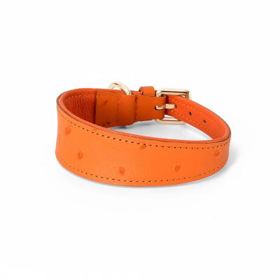 China Adjustable Soft Wide Stocked Genuine Leather Dog Collar for sale