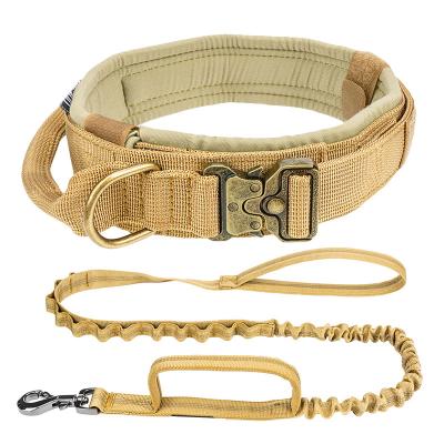 China Wholesale Padded Custom Design Printed Logo Retractable Neoprene Padded Army Military Tactical Dog Collar Harness Leash Set With Handle for sale