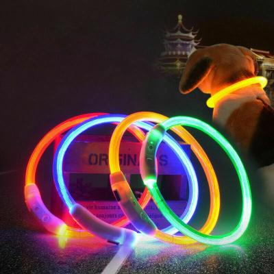 China Lights Collar Perro Luminoso Bling Soft PVC Led Dog Collars Usb Rechargeable for sale