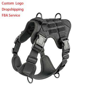 China Wholesale Custom Logo Heavy Duty Army Police Large Custom Waterproof Adjustable No Pull Dog Harness Dog Tactical Vest for sale