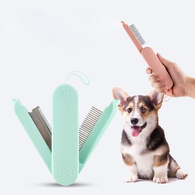 China 2021New Sustainable Portable Foldable Rubber Floating Double Sided Bristle Pet Brush Removal for sale