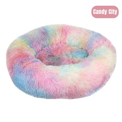 China Wholesale Waterproof Round Luxury Waterproof Large Size Soft Fluffy Donut Plush Memory Foam Eco Friendly Pet Bed Cushion for sale