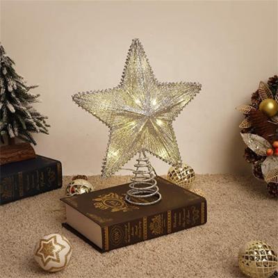 China Durable Gold Christmas Tree Toppers Stars For Christmas Tree Decoration , 3D Glitter Gold Hollow Star For Christmas Decorations for sale