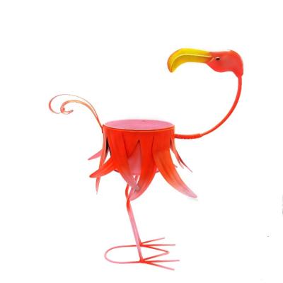 China New Products Durable Hot Pink Flamingo Animal Metal Planter Pot For Outdoor Garden Decor for sale