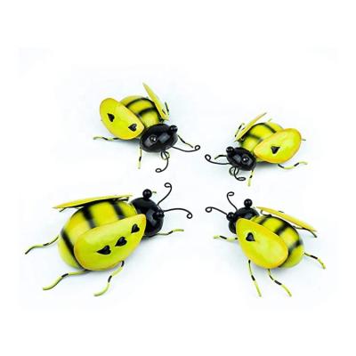 China Durable Bee Decor 4 Packs of Metal Sculpture 3D Decor Inspired Wall Hanging or Outdoor Indoor Decorations for sale