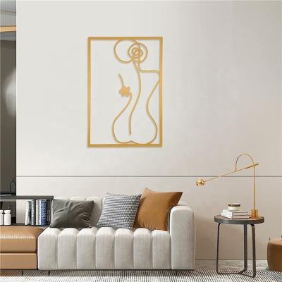 China Durable Gold Female Wall Decor Set, Minimalist Line Art Prints, Abstract Female Body Shape Wall Decor Art Print Poster for sale