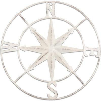 China Durable Beach Wall Nautical Theme Wall Hanging Nautical Theme Bedroom Decor Metal Compass Home Decor for sale