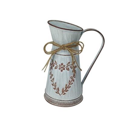 China Durable Shabby Chic Style Galvanized Metal Flower Jug For Decoration for sale