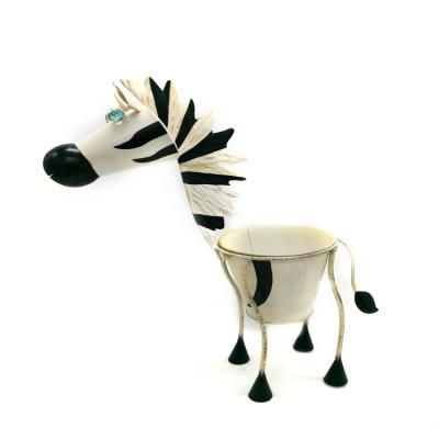 China Durable Creativity Outdoor And Indoor Zebra Iron Metal Decoration Cute Animal Galvanized Watering Flower Pot for sale