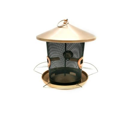 China Viable Outdoor Bird Spray Panorama 0.8l Food Storage Metal Cylinder Hanging Feeder for sale