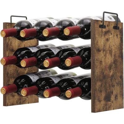 China Durable Wine Racks Stackable - Rustic Countertops Sturdy Steel&Wood Wine Racks Racks For Table Top for sale