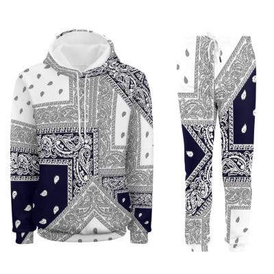 China Top Quality Soft Men Full Print Hooded Sweater Sets Two-Piece Sweatshirt Tracksuit Suit for sale