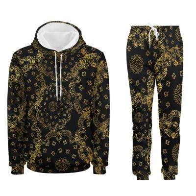 China Fitness Sport Hoodies Soft High Quality Printed Two Piece Sweater Set Men Sweatshirt Suit for sale