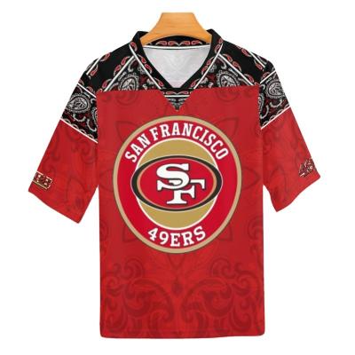 China Custom Anti-wrinkle Print Paisley Bandana High Quality Style With Custom NFL Football Team Logo Printed Men's Baseball Shirt Men's Tank Top for sale