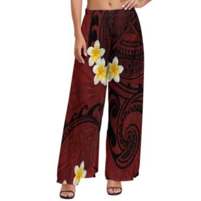 China High Quality Tribal Printed Women's Wide Leg On Demand Polynesia Samoa Anti-wrinkle Print Print Pants Custom Women's Plus Size Wide Leg Pants for sale