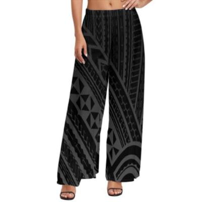 China Custom Polynesia Samoa Tribal Print Anti-Wrinkle Print Good Quality Women's Wide Leg Pants Plus Size Women's Wide Leg Pants Custom Made for sale