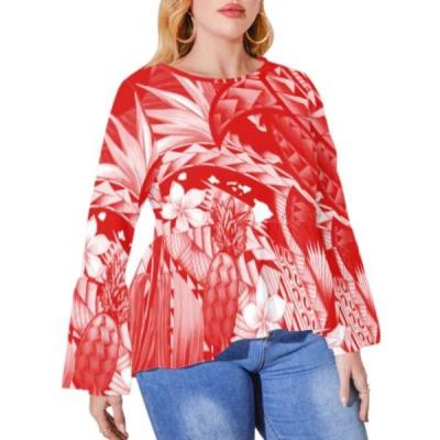 China Custom Women's Plus Size Chiffon Blouse QUICK DRY Custom Tribal Printed Women's Chiffon Blouse From Polynesia Samoa for sale