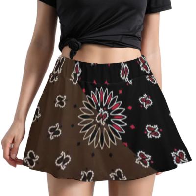 China Women's Bandana Paisley Breathable Elastic Waist Printing Mini Skirt Custom Women's Fashion Soft Casual Outfits Custom Design for sale