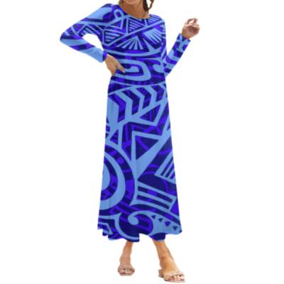 China Custom Women's Long Plus Size Dress Sheathed Polynesia Samoa Tribal Print Women's Wholesale Anti-Wrinkle Print Factory Dress On Demand for sale