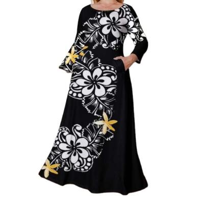 China Custom Made Long Women's Loose Size Dress Sheathed Polynesia Samoa Tribal Print Women's Factory Price Viable Print Dress On Demand Large for sale