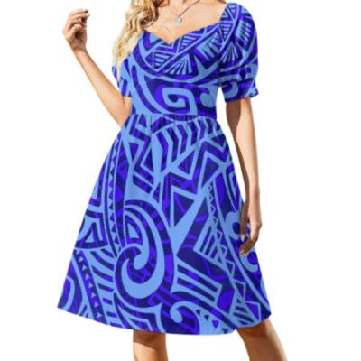 China Custom Women's Fashion Dress Tribal Print Anti-Wrinkle Good Quality Print Women's Oversized Casual Dress On Request From Polynesia Samoa for sale