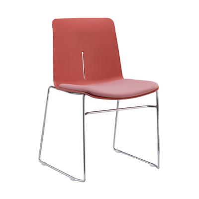 China Foldable Metal Frame Fabric Office Chair Metal Frame Fabric Stackable Staff Used Visitor Training Conference Room Armless Stacking Chair for sale