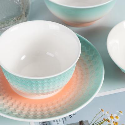 China New Product Cute Spray Factory Customized Color Process, Manual Hand Painted Color Gradient Spray Ceramic Bowl for sale