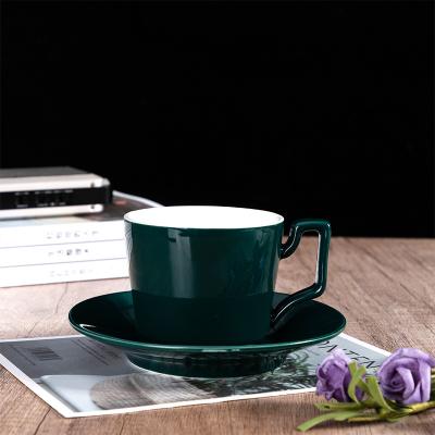 China Factory Customized Luxury Green Ceramic Light Coffee Mug Set Wholesale Minimalist Customized for sale