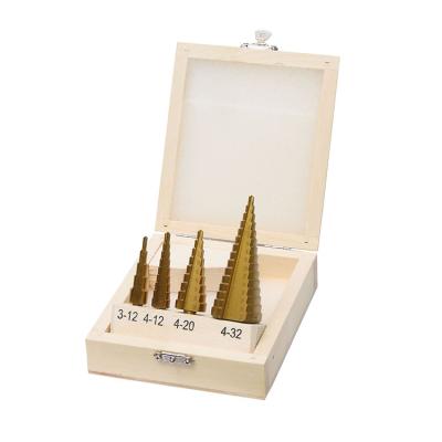 China 4Pcs Flats Metric Steel Leg Three Step HSS Titanium Step Drill Bit Set Just In Case for sale