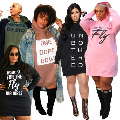 China Viable M21027 letter printing oversized hoodie dress drop casual clothing plus size women's hoodies and sweatshirts for sale