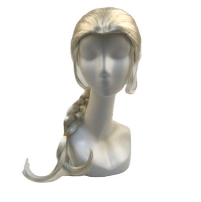 China High Heat Resistant Costume Party Heat Resistant Synthetic Hair Long Braided Wigs Silver Brown Elsa and Anna Blonde Cosplay Wig for sale