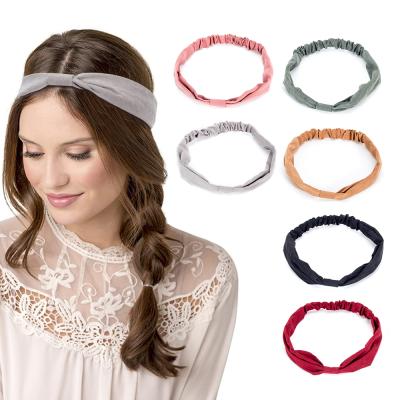 China Fashion Women Hair Accessories Elastic Thin Head Wrap Soft Solid Color Turban Headwrap Turban Braid Hair Band for sale