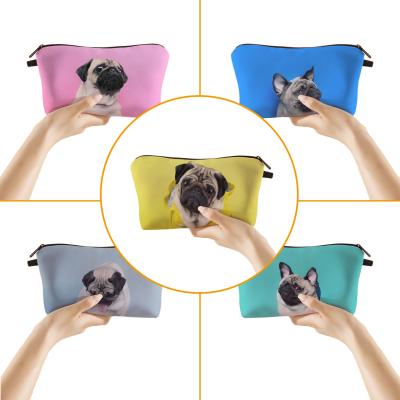 China Fashion Custom LOGO Handbag Printing Ladies Clutch Puppy Waterproof Makeup Storage Bag Washing Cosmetic Bag For Girls for sale