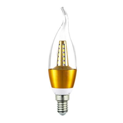 China Factory direct supplier golden 3w E14 indoor/residential led candle light bulb 3000k 6000k for sale