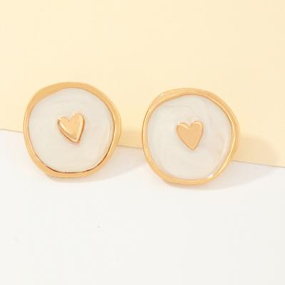 China Fashionable wholesale cute earrings colorful enamel heart earrings to enamel stud earrings for girls for sale