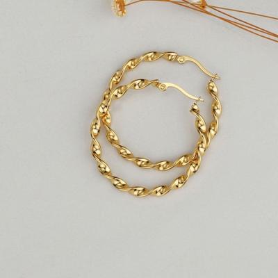 China TRENDY Fashion Earrings 18k Gold Plated Stainless Steel Hoop Earrings for sale