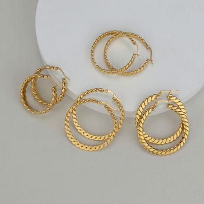 China FASHIONABLE latest 14K gold plated stainless steel hoop earrings for women for sale