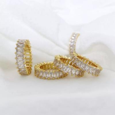 China Fashionable High End Gold Plated Stainless Steel Rings 3A Grade Zircon Rings For Party for sale