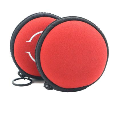 China Neoprene Circle Zipper Fashion Mini Small Soft Round Custom Wallet Purse Coin Pouch With Carabiner zu verkaufen