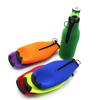 China Custom High Quality Waterproof 3MM Neoprene Bottle Cooler Bags Sleeve Holder Insulation Zipper Beer Bottle Cooler 300ML Can Print Logo for sale