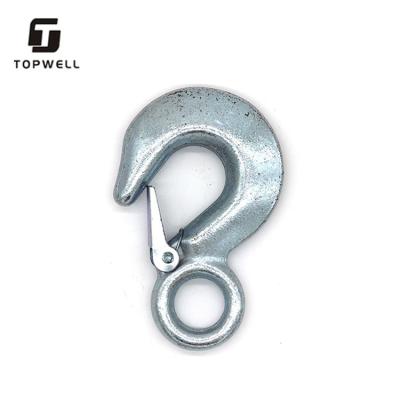 China Heavy Industry Forged Eye Crane Hook With Safety Latch Eye Hook for sale