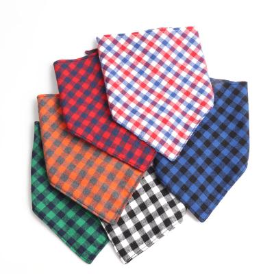 China Wholesale Stocked Pet Bandana Printed Triangle Washable Custom Cotton Plaid Soft Christmas Dog Bandana for sale