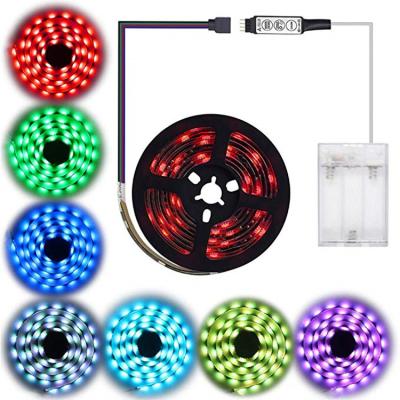 China Decorative Lighting Battery Operated Led Strip Light With Remote Flexible Waterproof LED Light Strip RGB SMD 5050 LED Ribbon Light for sale