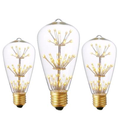 China High Selling ST64 Residential Vintage LED Fireworks Filament Glass Body Edison Filament Bulb Light Bulb For Decoration for sale